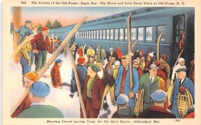 Arrival of the Old Forge New York Postcard