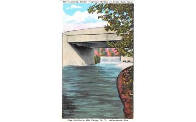 Under Highway Bridge Old Forge, New York Postcard