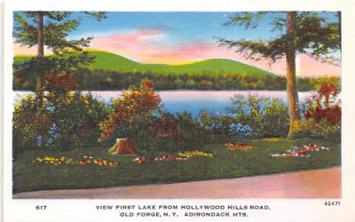 First Lake from Hollywood Hills Hotel Road Old Forge, New York Postcard