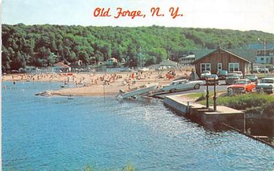 Public Beach Old Forge, New York Postcard