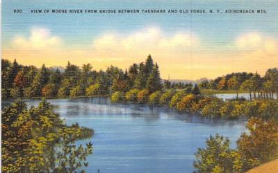 Moose River below Bridge & Dam Old Forge, New York Postcard