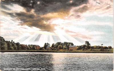 Sunset on Crystal Lake Oneida, New York Postcard
