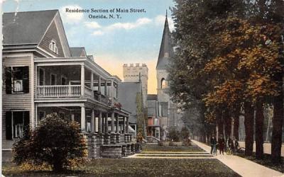 Residence Section of Main Street Oneida, New York Postcard