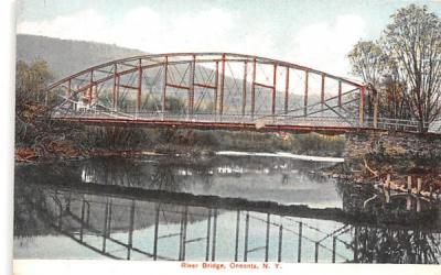 River Bridge Oneonta, New York Postcard