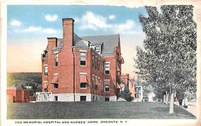 Fox Memorial Hospital & Nurses' Home Oneonta, New York Postcard