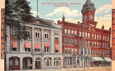 Municipal & Westcott Buildings Oneonta, New York Postcard