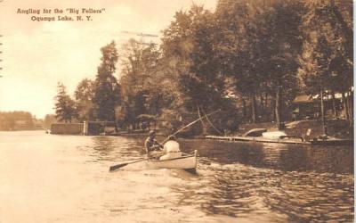 Angling for the Big Fellers Oquaga Lake, New York Postcard