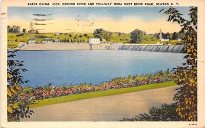 Barge Canal Lock Oswego, New York Postcard