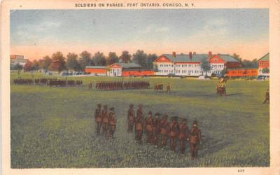 Soldiers on Parade Oswego, New York Postcard