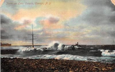 Storm on Lake Ontario Oswego, New York Postcard
