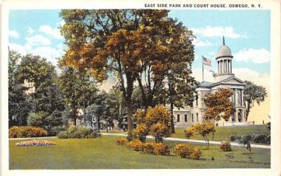 East Side Park & Court House Oswego, New York Postcard