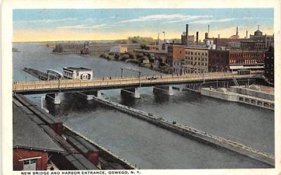 New Bridge & Harbor Entrance Oswego, New York Postcard