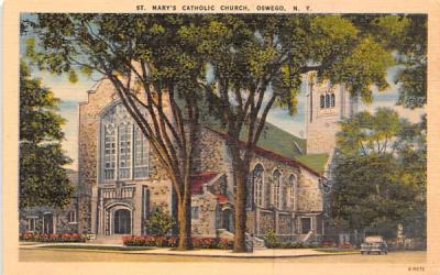 St Mary's Catholic Church Oswego, New York Postcard
