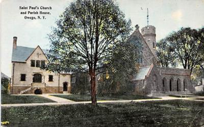 Sain Paul's Church & Parish House Owego, New York Postcard