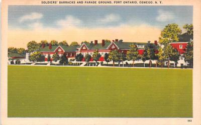 Soldiers' Barracks & Parade Ground Oswego, New York Postcard