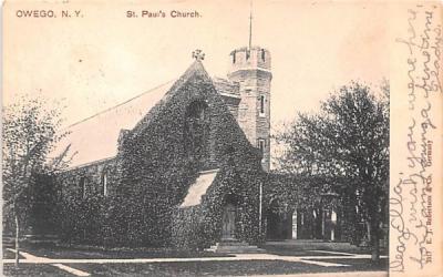 St Paul's Church Owego, New York Postcard