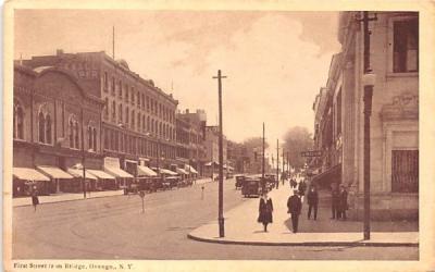 First Street from Bridge Oswego, New York Postcard