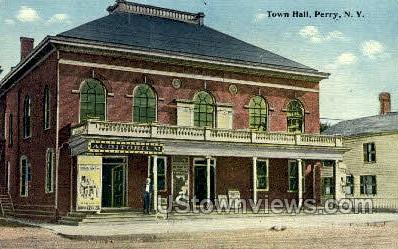 Town Hall - Perry, New York NY Postcard