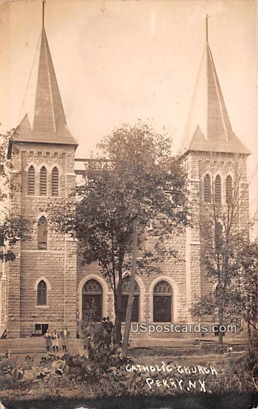 Catholic Church - Perry, New York NY Postcard