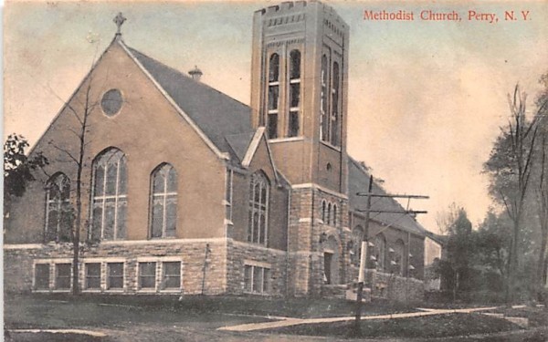 Methodist Church Perry, New York Postcard