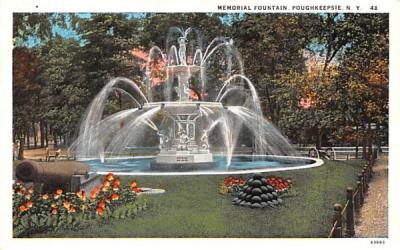 Memorial Fountain Poughkeepsie, New York Postcard
