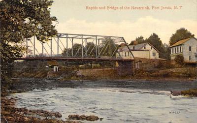 Rapids & Bridge of the Neversink Port Jervis, New York Postcard