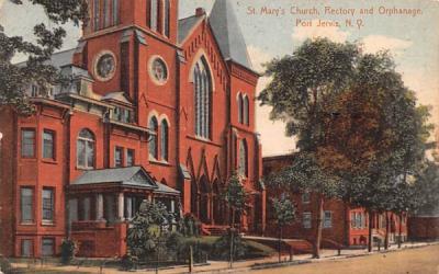 St Mary's Church, Rectory & Orphanage Port Jervis, New York Postcard