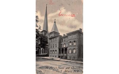 St Mary's Home & Church Port Jervis, New York Postcard