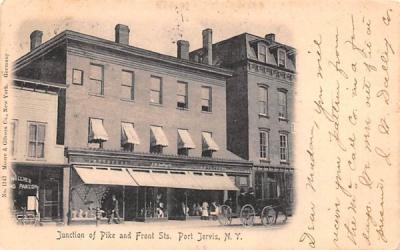 Junction of Pike & Front Streets Port Jervis, New York Postcard