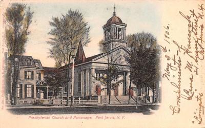 Presbyterian Church & Parsonage Port Jervis, New York Postcard
