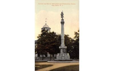 Soldiers' & Sailors' Monument & Presbyterian Church Port Jervis, New York Postcard