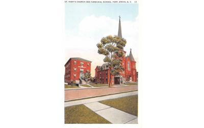 St Mary's Church & Parochial School Port Jervis, New York Postcard