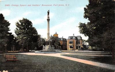 Orange Square & Soldiers' Monument Port Jervis, New York Postcard