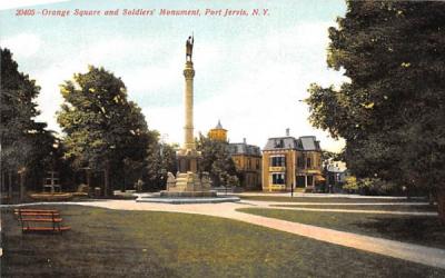 Orange Square & Soldiers' Monument Port Jervis, New York Postcard