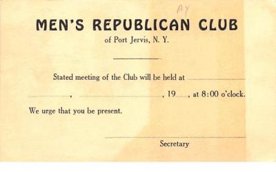 Men's Republican Club Port Jervis, New York Postcard