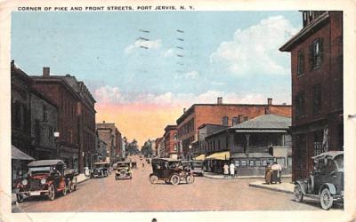 Corner of Pike & Front Streets Port Jervis, New York Postcard