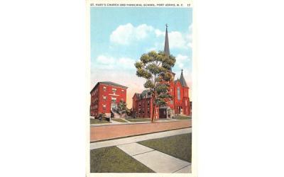 St Mary's Church & Parochial School Port Jervis, New York Postcard