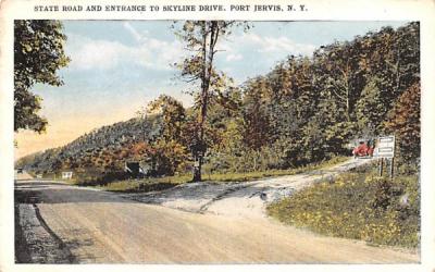 State Road and Entrance to Skyline Drive Port Jervis, New York Postcard