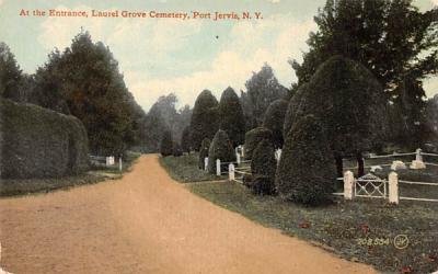 Entrance Laurel Grove Cemetery Port Jervis, New York Postcard
