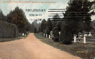 Entrance, Laureal Grove Cemetery Port Jervis, New York Postcard