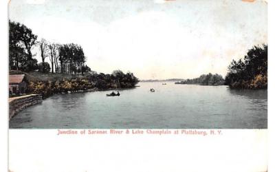 Junction of Saranac River Plattsburg, New York Postcard