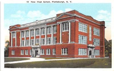 New High School Plattsburg, New York Postcard