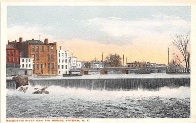 Racquette River Dam & Bridge Potsdam, New York Postcard