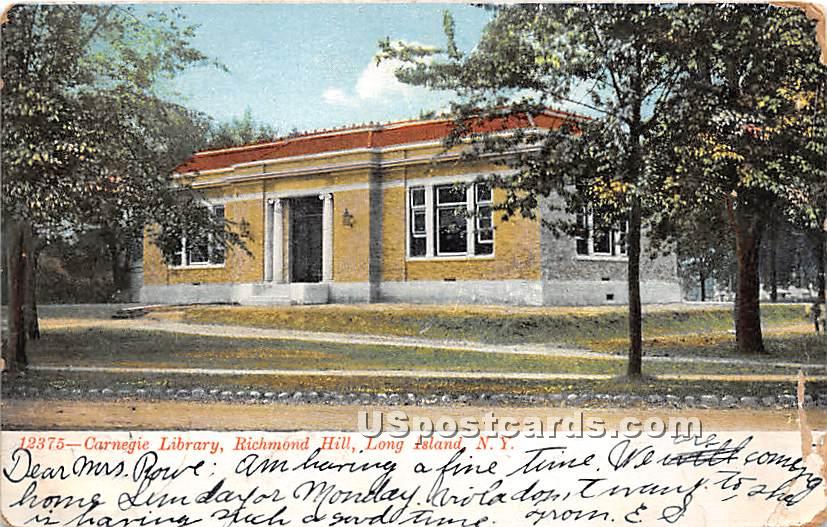 Carnegie Library - Richmond Hill, New York NY Postcard