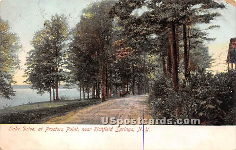 Lake Drive, Proctors Point - Richfield Springs, New York NY Postcard