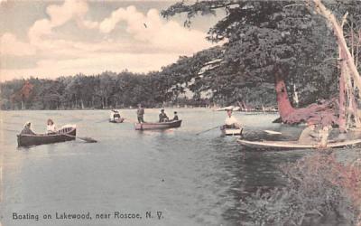 Boating on Lakewood Roscoe, New York Postcard