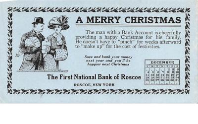 First National Bank of Roscoe New York Postcard