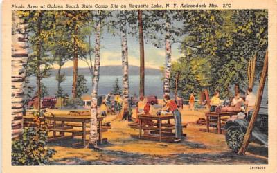 Picnic Area at Golden Beach State Camp Raquette Lake, New York Postcard