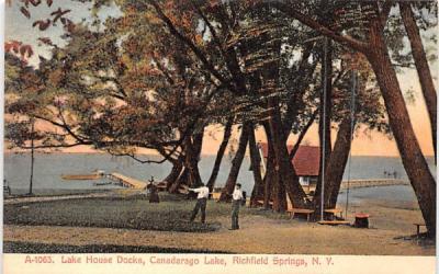 Lake House Docks Richfield Springs, New York Postcard