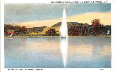Bloomfield Memorial Fountain Richfield Springs, New York Postcard